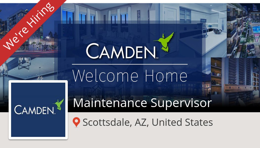 askwenalee's tweet photo. Camden is looking for a Maintenance Supervisor in #Scottsdale, apply now! #job https://t.co/MbRxbdG6DR https://t.co/gVjnyRiCM3