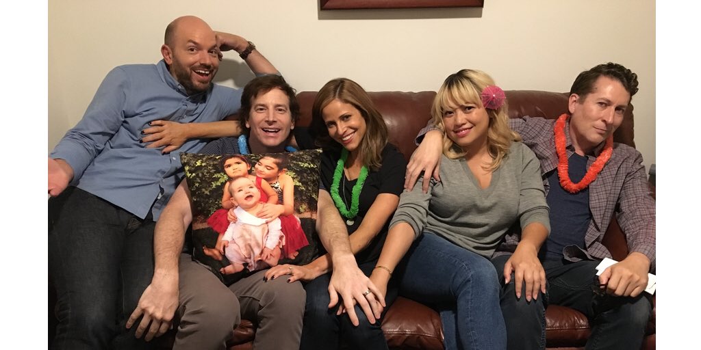 andreasavage's tweet photo. I mean, it’s just too much for one photo. But this group of animals is coming to #imsorrytv this week!! Wed 10pm on @truTV. Also, I don’t know where @robhuebel found that pillow. But I want it. @paulscheer @Kulap @ScottAukerman #toomuchgood https://t.co/0pmIk8GzBx