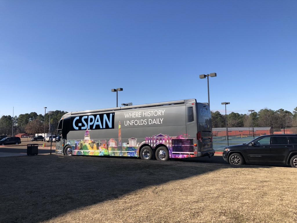 Students started out the morning on the C-SPAN bus! <a href="/cspanbus/">C-SPAN in the Community</a> <a href="/bobjoneshigh/">Bob Jones Patriots</a>