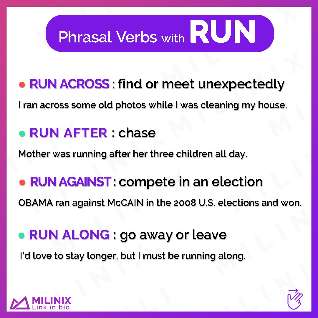 Phrasal verbs turn с переводом. Phrasal verbs в английском языке. Предложения с фразовым глаголом run. Примеры с глаголом run. Run into идиома.