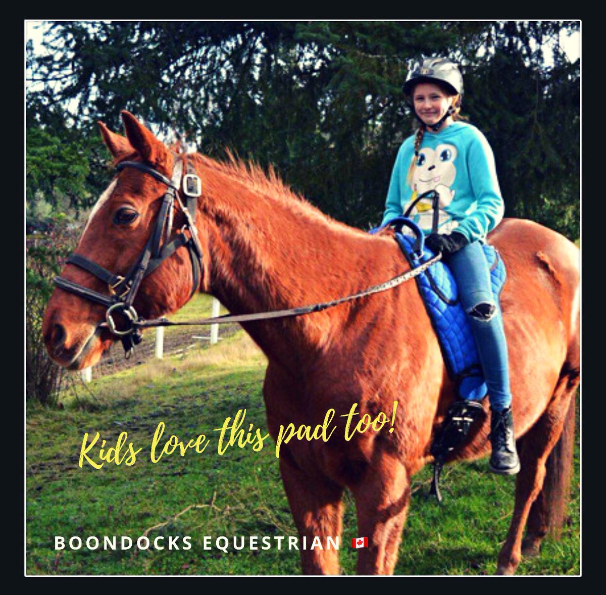 Kids love our bareback pads too! They are lightweight, easy to attach with a double buckle girth (English), and kids can tack up by themselves! It’s very empowering. And the horses love these pads because they are never pinchy!