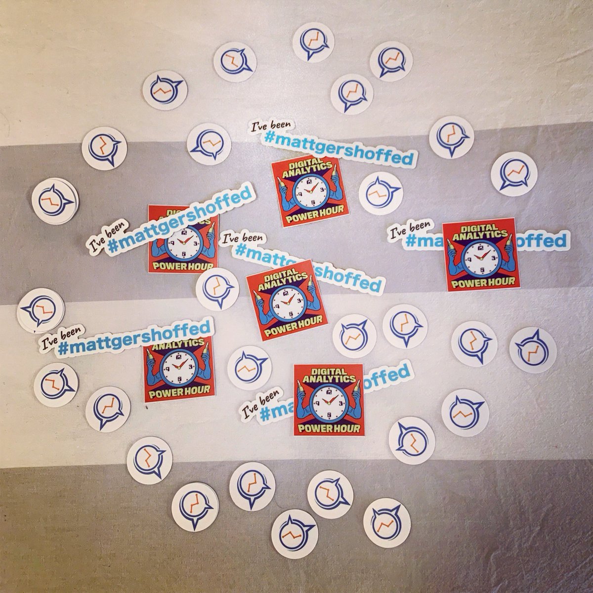 Coming to #ACCELERATE2019 this Friday? Squeeee! I have a limited number (a mere six!) <a href="/AnalyticsHour/">Analytics Power Hour</a> and <a href="/mgershoff/">Matt Gershoff</a>’ed stickers, and <a href="/leeisensee/">@leeisensee@masto.measure.chat</a> will have a few <a href="/MeasureSlack/">Measure Slack</a> stickers! First to find us &amp; ask pretty please gets ‘em!