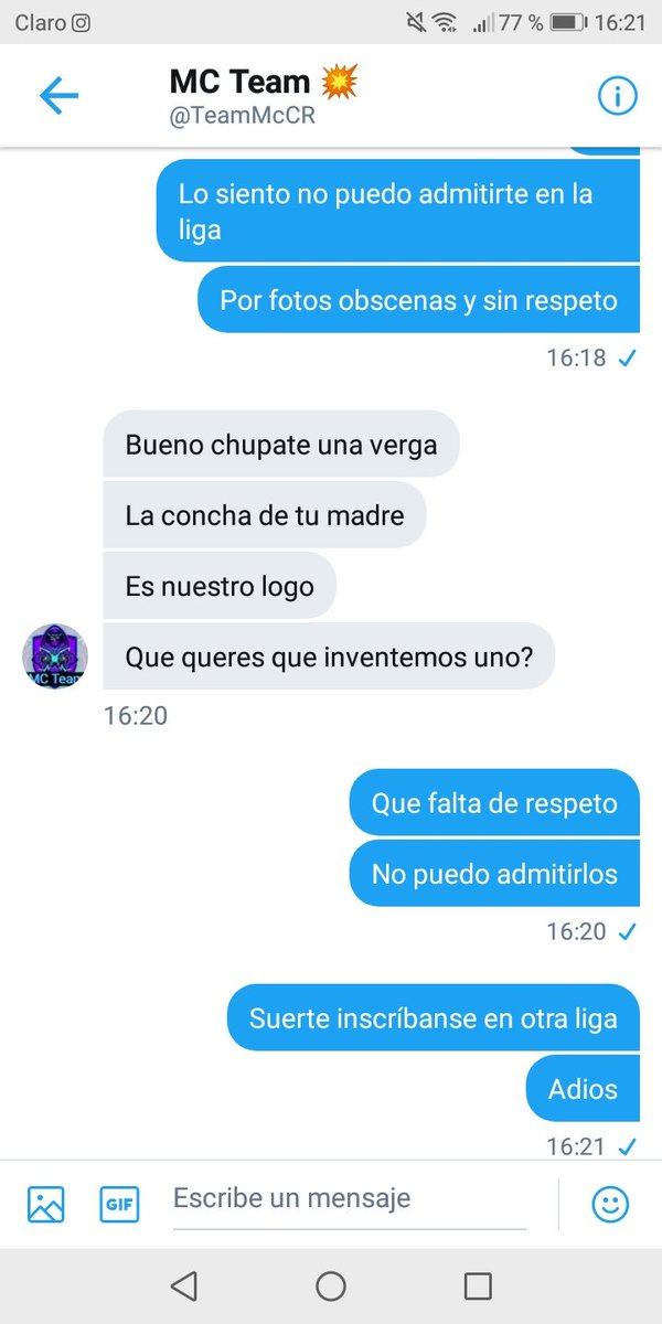 Torneo_Sudameri's tweet photo. Que poca seriedad y falta de respeto hacia  nuestra liga de parte de este equipos

Nos tratan mal con groserías y mandan fotos obscenas

Dar RT por favor https://t.co/N0B4u5nE6k