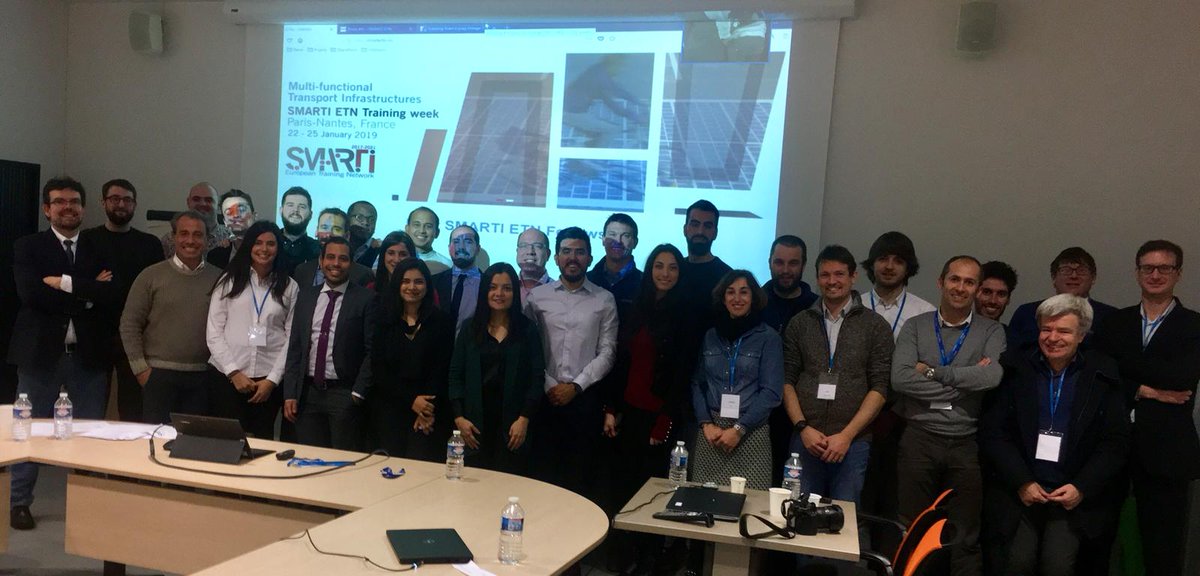smartietn's tweet photo. @smartietn training week on "Multi-functional #TransportInfrastructure" organized by @Ifsttar, started today in Paris. We are looking forward to a week of new knowledge and inspiration from this amazing group! #h2020 #msca #SustainableDevelopment #smartietn https://t.co/4u1gTEKOoj