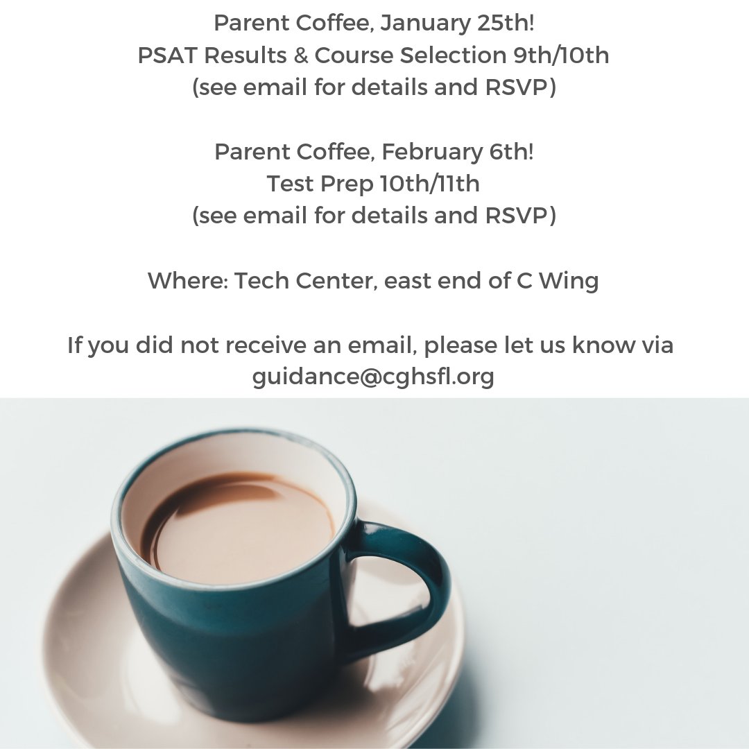 GibbonsAdvising's tweet photo. Parent coffees this week and first week in Feb. Please check your email for RSVP. https://t.co/Pt1qTlOorF
