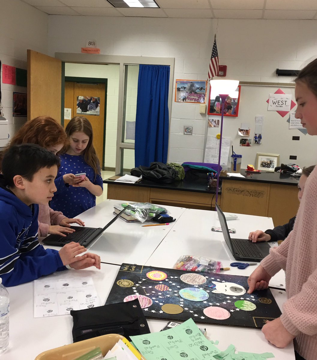 OKMS 6th graders in Mrs. Burn's class strategically create games.  During SCRUM meetings, they coordinate jobs and carefully use their time.