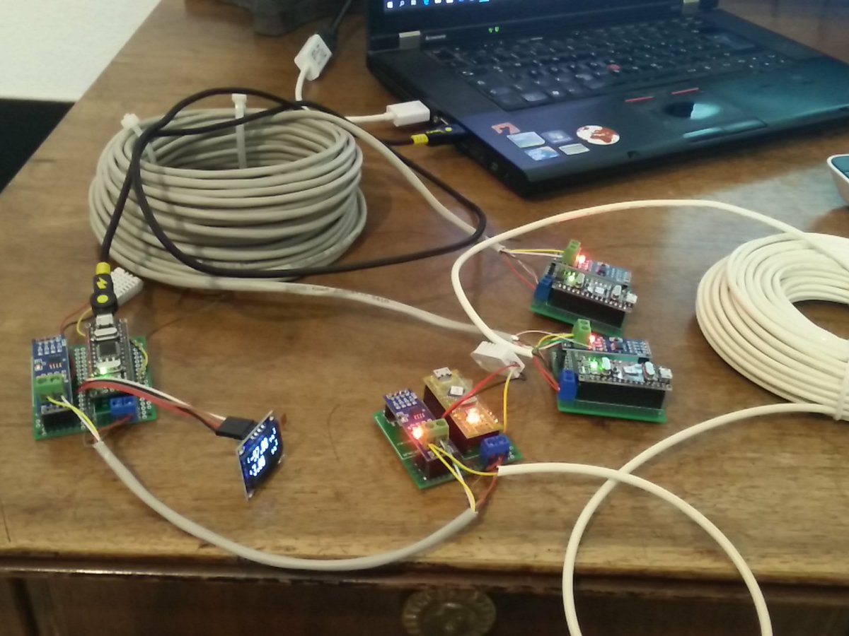 merlanura's tweet image. Finally got 4 #arduinos communicating over #rs485