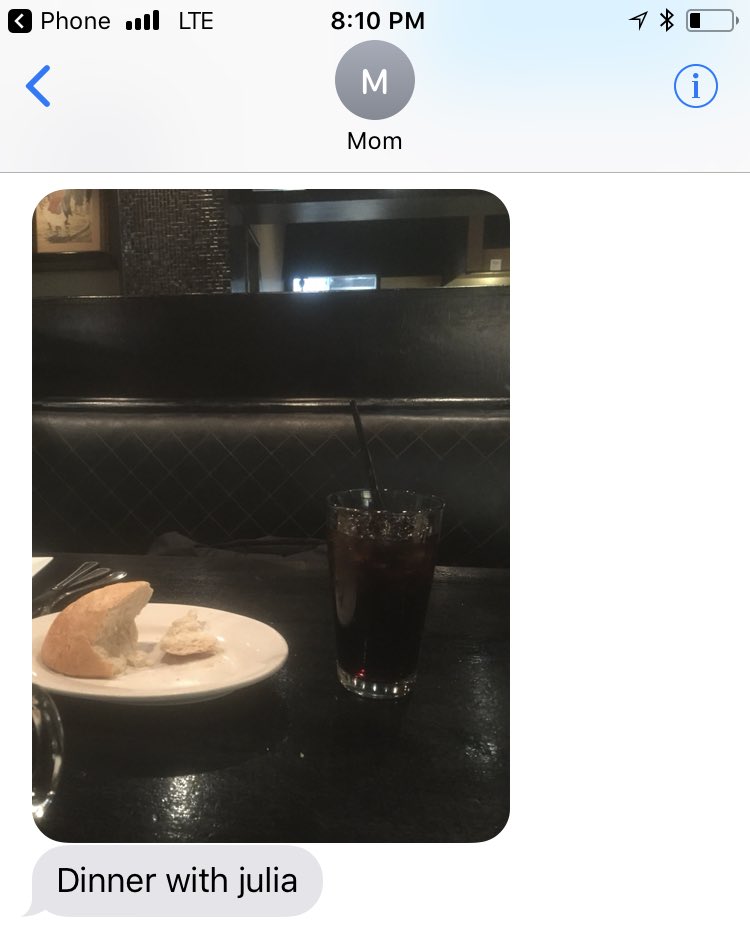 j_raaad's tweet photo. Went to dinner with my mom and while I’m in the restaurant bathroom she sends me this https://t.co/GPCPVvCu5B