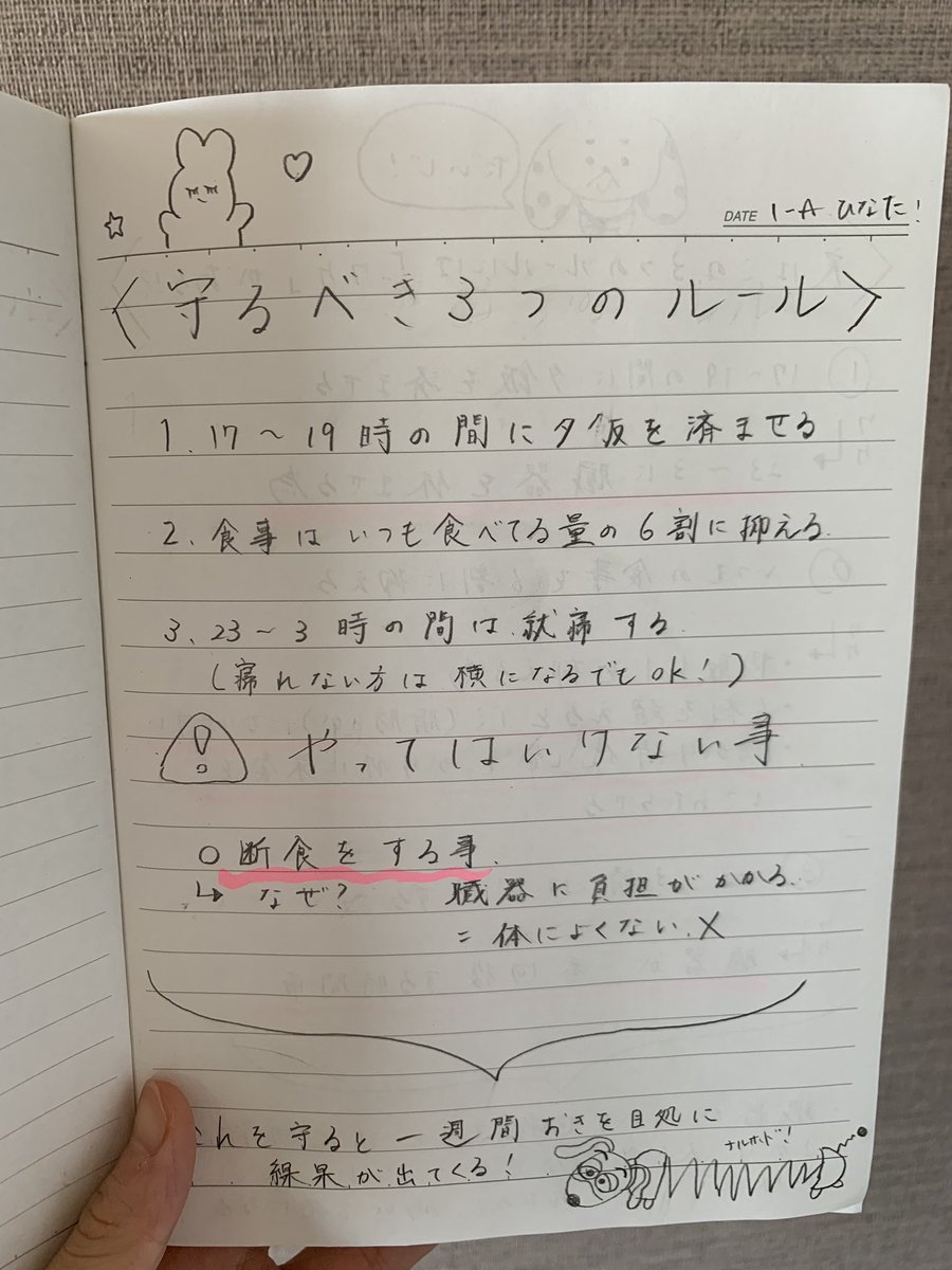 加藤ひなた 昨日 インスタには投稿してたんだけどツイッターには出し忘れちゃったの ごめんね 昨日の分のダイエットノート2ページ目です 3ページ目は夜に更新するね ひなた家ダイエットノート