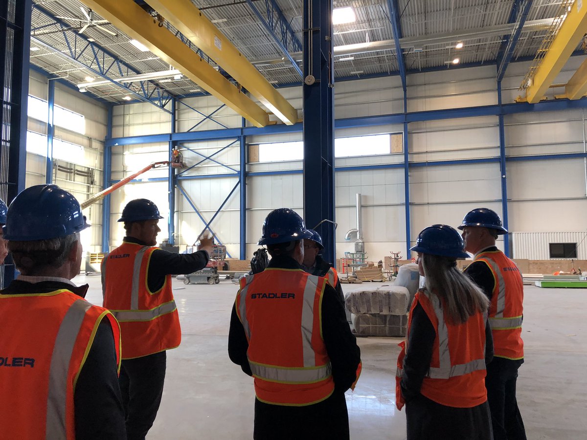 KeepUtahMoving's tweet photo. Today some of our members were able to tour the new SLC facility of Stadler Rail. This is an incredible project that will help keep Utah’s economy and infrastructure moving! #utecon #TeamUtah #KeepUtahMoving https://t.co/38fAN9MhNF