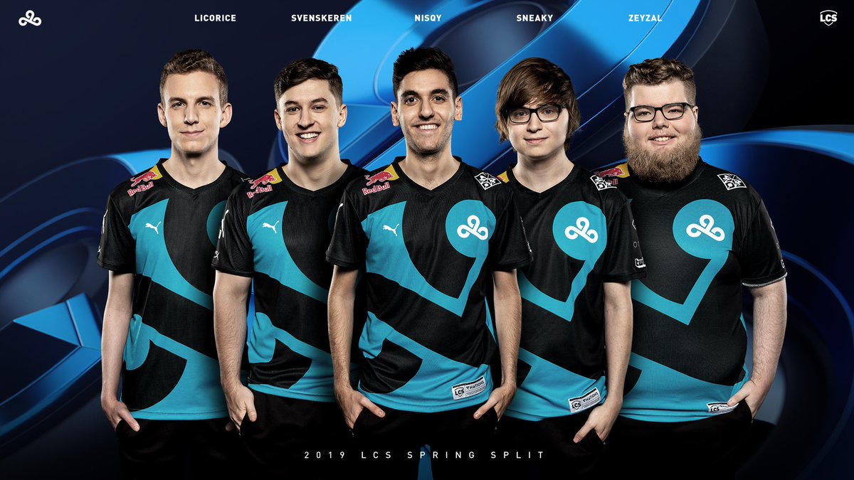 2019 #LCS Spring Split - @Cloud9 #C9WIN TOP: @Licorice JUNGLE:  @C9Svenskeren MID: @Nisqylol BOT: @Sneaky SUPPORT: @Zeyzal, image size:1200x675