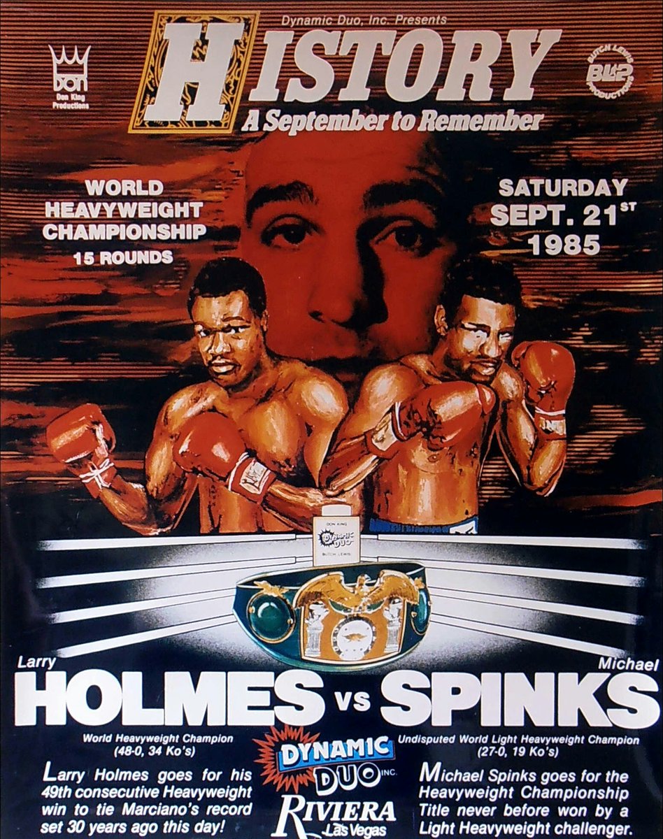 Round2Box's tweet image. • Combates memorables •
Larry #Holmes Vs. Michael #Spinks 
El 21 de septiembre de 1985, Larry Holmes si ganaba igualaba el récord de 49-0-0 de Rocky #Marciano. Lamentablemente no pudo ser porque perdió frente a Spinks por DU. Luego en la revancha iba a volver a perder por DM.