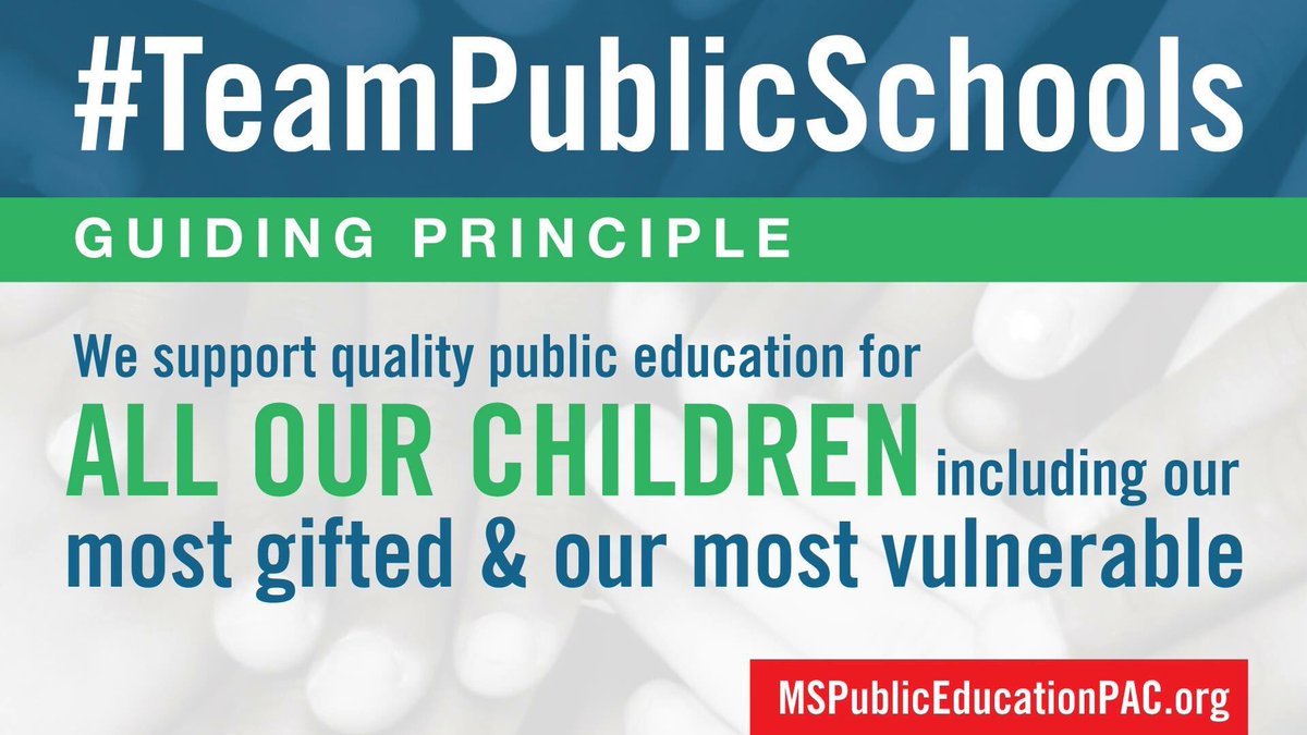 mspepac's tweet photo. How do we recognize true public school champions in #msleg?
They support quality public education for ALL our children, not fake reform aimed at benefitting only a select few. Sound education policy provides EVERY child with access to greater opportunity.
#TeamPublicSchools https://t.co/9NMCfQREK4