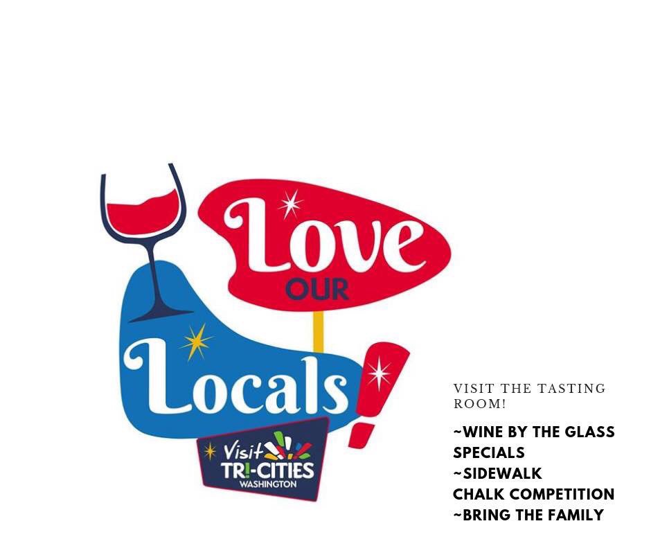 This weekend is #loveourlocals !  We will be having by the glass #wine specials, sidewalk chalk contests and ping pong games! #lovethetri #WAwine #drinklocal