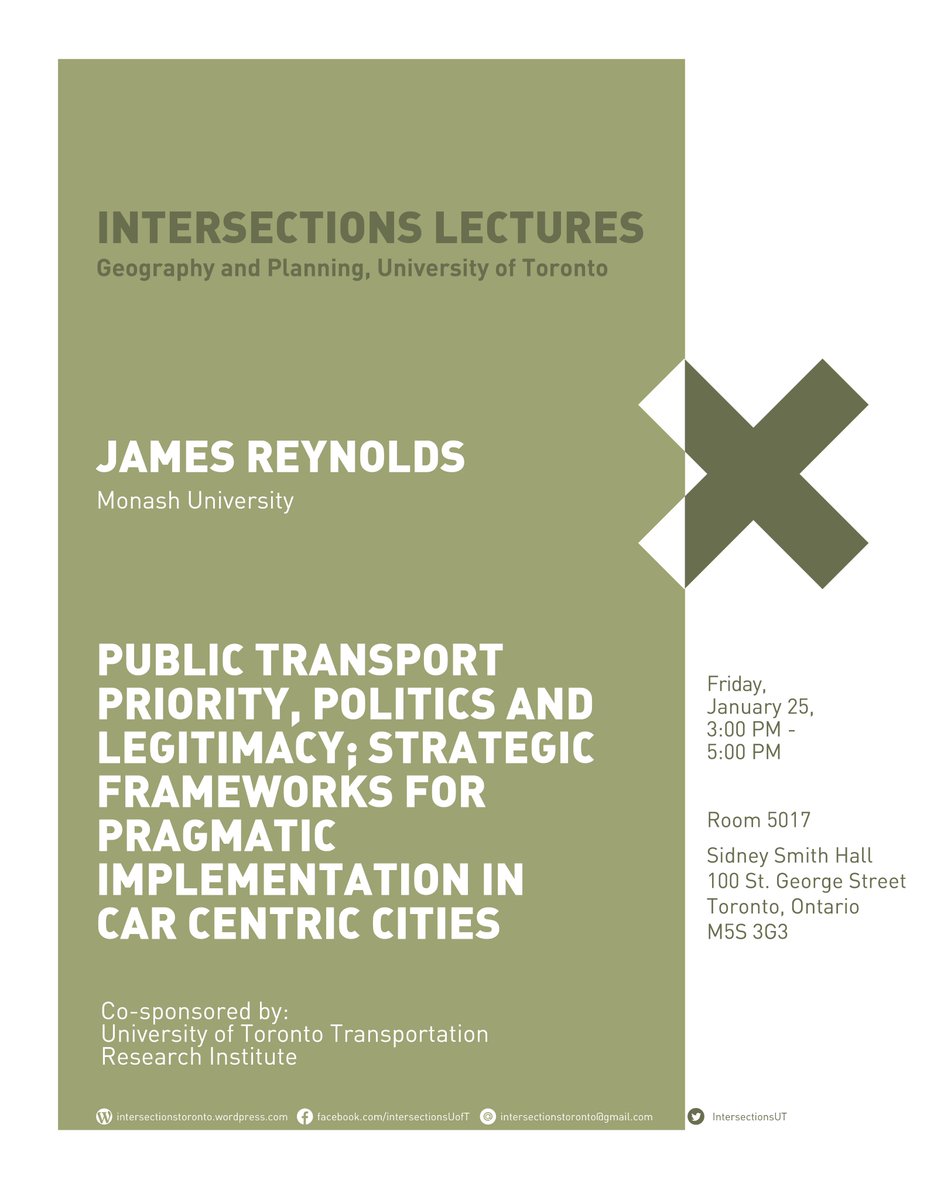 IntersectionsUT's tweet photo. Coming up this Friday (Jan. 25th) @jamesreynolds will be speaking on PUBLIC TRANSPORT PRIORITY, POLITICS AND LEGITIMACY, from 3-5pm! More details on our website: https://t.co/cgj4nm0lzi https://t.co/7y0Y2C02Hv