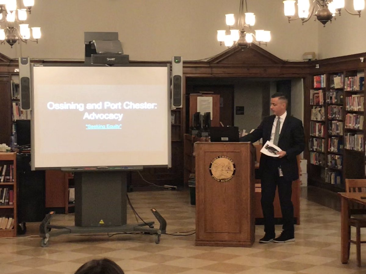 PCDeputySupt's tweet photo. Ossining Superintendent Raymond Sanchez presents at Port Chester High School, highlighting the inequities of State funding in Foundation Aid and the fight ahead for our similar school districts. @OssiningSup @DrKliszus @PortChesterUFSD @ShelleyBMayer @SteveOtis91 https://t.co/lKsRF5kYi1