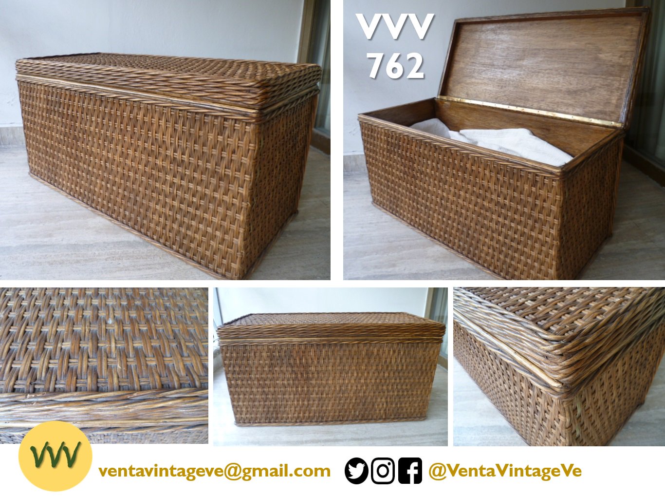 VentaVintageVe on X: VVV762 No es el baúl de los recuerdos… ¿o sí? Este  bonito baúl rectangular de mimbre es perfecto para colocar al pie de la  cama. Medidas 92 x 48