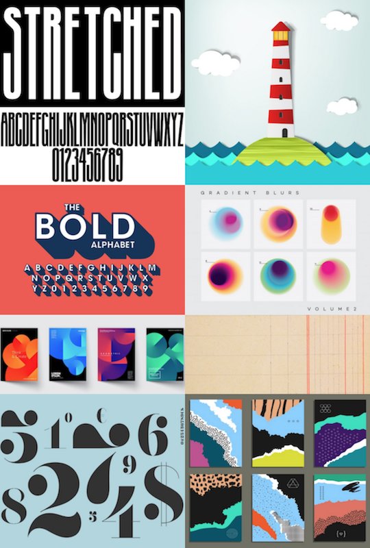 Markzware's tweet photo. #Print_Design_Trends: Per #Shutterstock, 2019 #print_design #trends involve #stretched_type, #collage, #serif_fonts, #abstract_backgrounds, #gradients, #3D #typography and #school #designs. See #print #design #file_conversion tools https://t.co/SUBqIBE9j7 https://t.co/a3Rw1GAFsZ