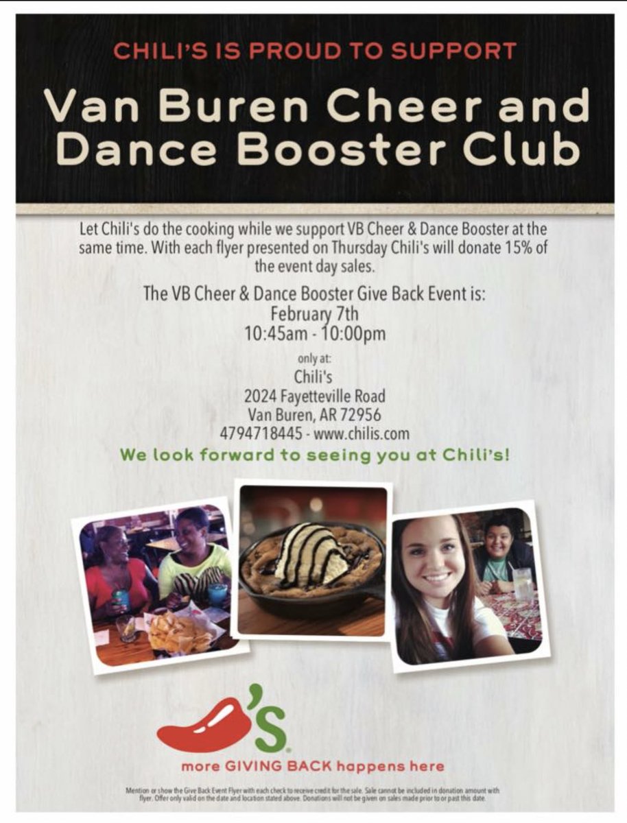 PointerCheer's tweet image. Come out and support Van Buren Cheer February 7th at Chilis in Van Buren! #VBHSCheer 🐶💚