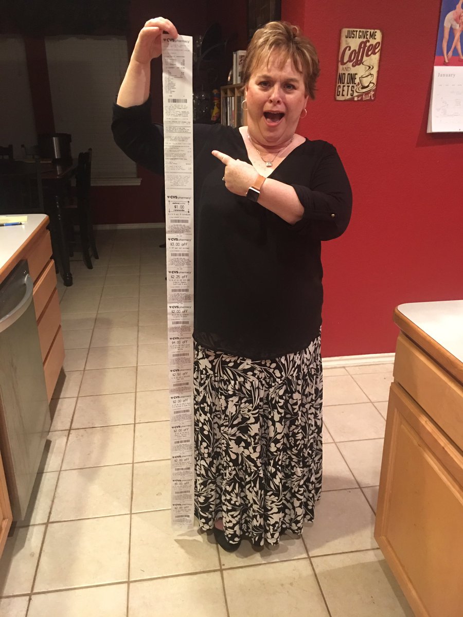 Lizleeper's tweet photo. When your CVS receipt is literally as long as you are tall....#CVS #savetheplanet #reduceprescriptioncosts https://t.co/OdbDlpCl9o