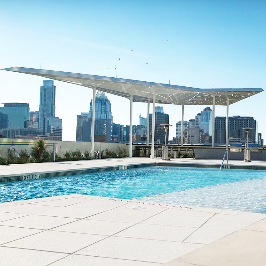 TyndallATX's tweet photo. It's #TourTuesday - our favorite day of the week! Today we are showing you Naboo: our overhang that sits atop the pool deck at Tyndall. https://t.co/xRxL74HH2e