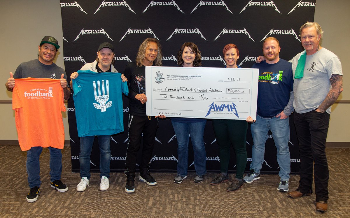AWMHFoundation's tweet photo. Tickets purchased for #MetInAlabama helped us raise money in support of @feedingAL, an organization that works to ensure people in need can access emergency food near where they live. #MetallicaGivesBack #AWMH https://t.co/DqTOv6d9YH