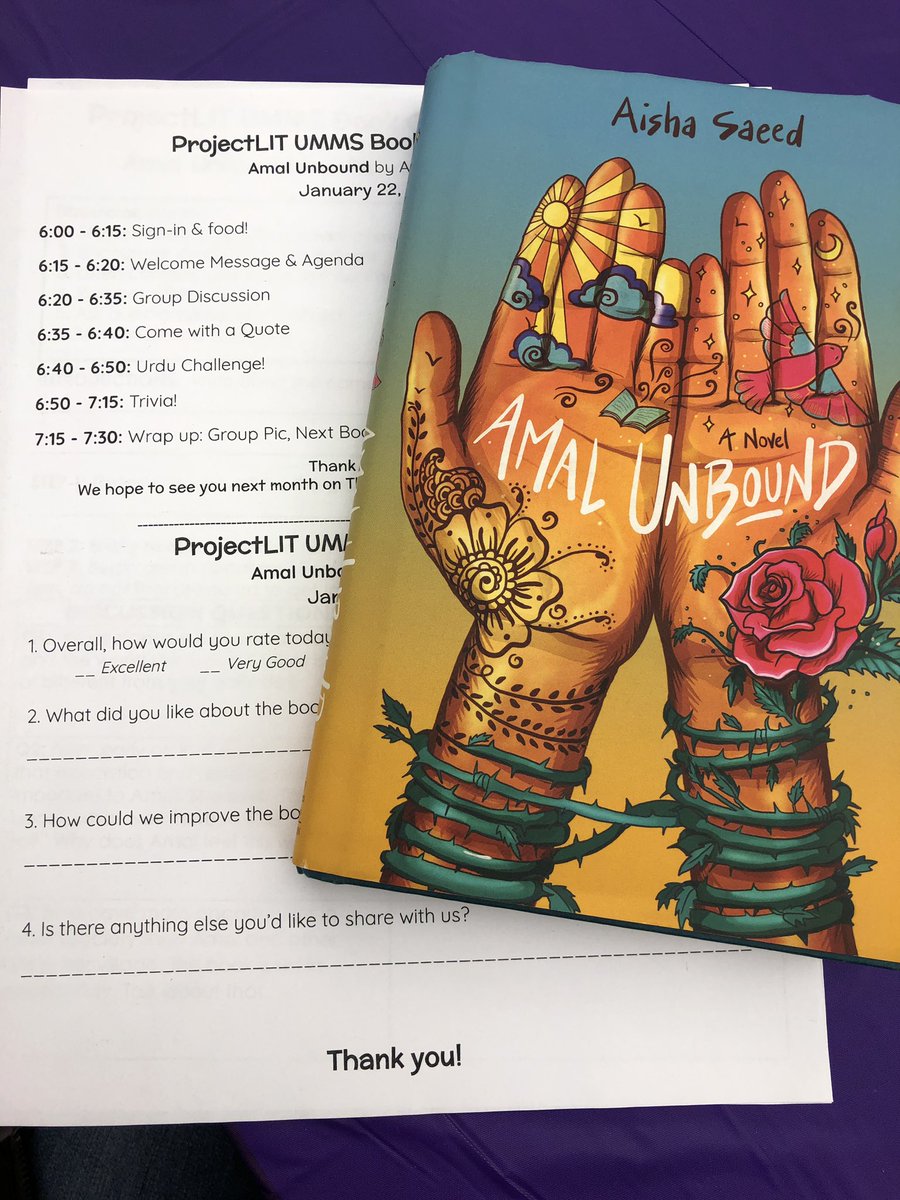 Thankful for another amazing #projectLIT book club meeting!! Tonight we spent time eating, talking, and trivia-ing (that’s totally a word..) <a href="/aishacs/">Aisha Saeed</a>’s Amal Unbound!