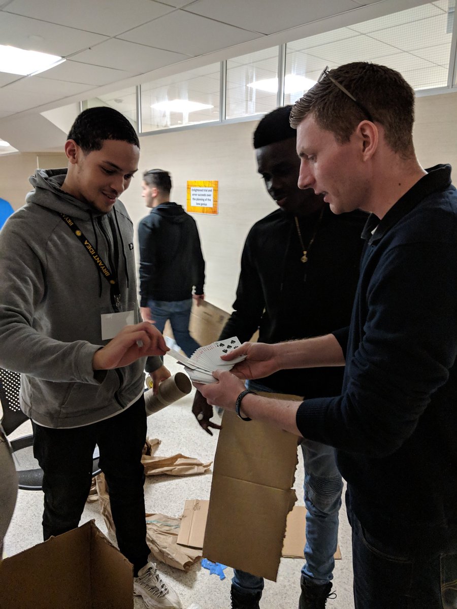<a href="/JohnLogan32/">John Logan</a> <a href="/JohnLoganBryant/">John Logan</a> entertaining the design thinkers of #cohort12, the leadership team, AND Provost Sulmasy with some sweet card tricks! #allworkandnoplaymakesfordullideas #BryantIDEA2019 <a href="/BryantIDEA/">Bryant IDEA Program</a>