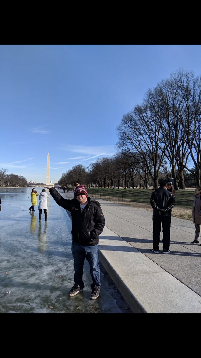 NotTysonNash's tweet photo. Reppin the Yotes on the Frozen Reflecting Pond here in DC! https://t.co/hV3qUPwIDf