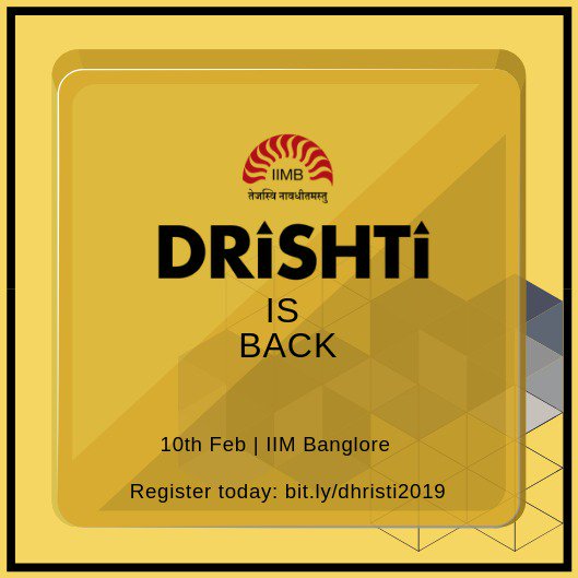PGPEMIIMB's tweet photo. Drishti, the annual flagship leadership event is back! Stay tuned for more details. @JBLSoundIn @nsrcel @IIM_Bangalore https://t.co/hsTefOG3h3
