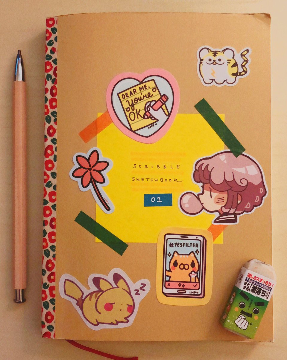 Got distracted and decorated my sketchbook! ? One of my goals this year is to use the stickers I buy and stop hoarding them LOL... 