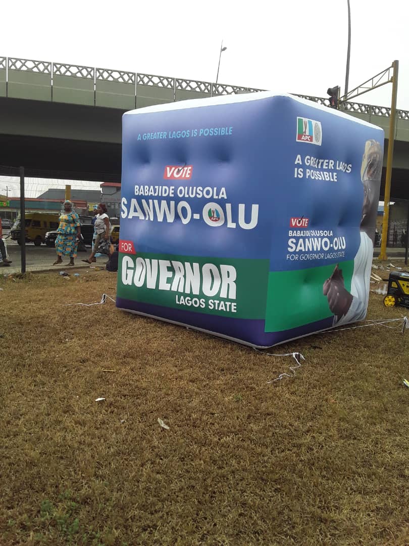 InflatableCubes for the business #FreeAd #Campaign #Election #Babajidesanwoolu #Apc #Politicalparties #meToo #Fairs #Funfairs #Advertising #08033338280 #07046434343