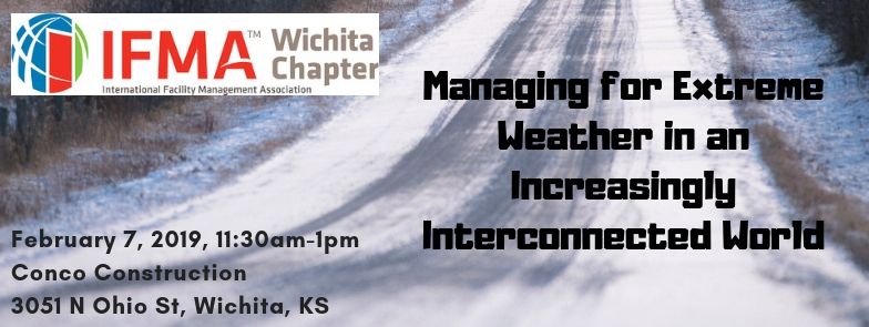 IFMAWichita's tweet photo. Come hear from Mike Smith @USWeatherExpert February 7th on "Managing for Extreme Weather in an Increasingly Interconnected World." Register today! https://t.co/r0XxDLlsQ1 #kansasweather #inclementweather #kansassnow #wichitaweather https://t.co/lrNvCJq8f4