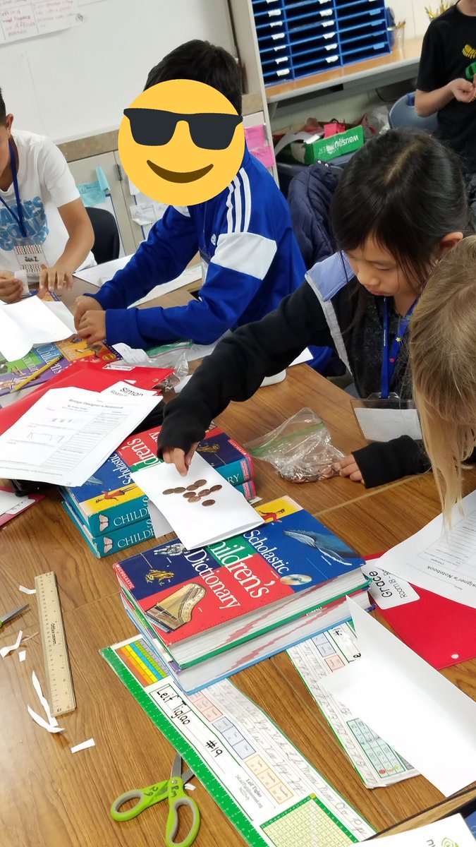 Mrs_C_Almario's tweet photo. Ss in @mrsrose_carlton class building #paperbridges after learning about 4 different types of bridges. Strongest bridge held 113 pennies! #impressive #usdlearns #carltonusd #MysteryScience https://t.co/kTkRIs3f0O