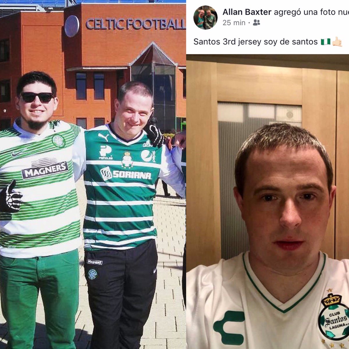 gals060's tweet photo. @ClubSantos ojala puedan traer a ver un partido al @TSMoficial al gran aficionado @AllanBaxter_  comparte los colores verdiblanco https://t.co/EoYrIEhd2t