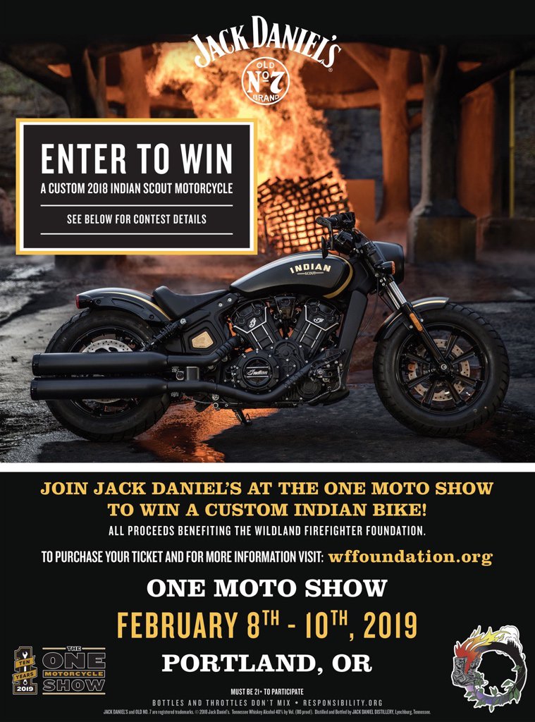 Our sponsors are offering you the chance to win a 2018 Limited Edition Jack Daniel’s Indian Scout Motorcycle at The One Show. Raffle tickets are $25 and proceeds will benefit the Wildland Firefighter Foundation. raffleamerica.com/branding/all/r…