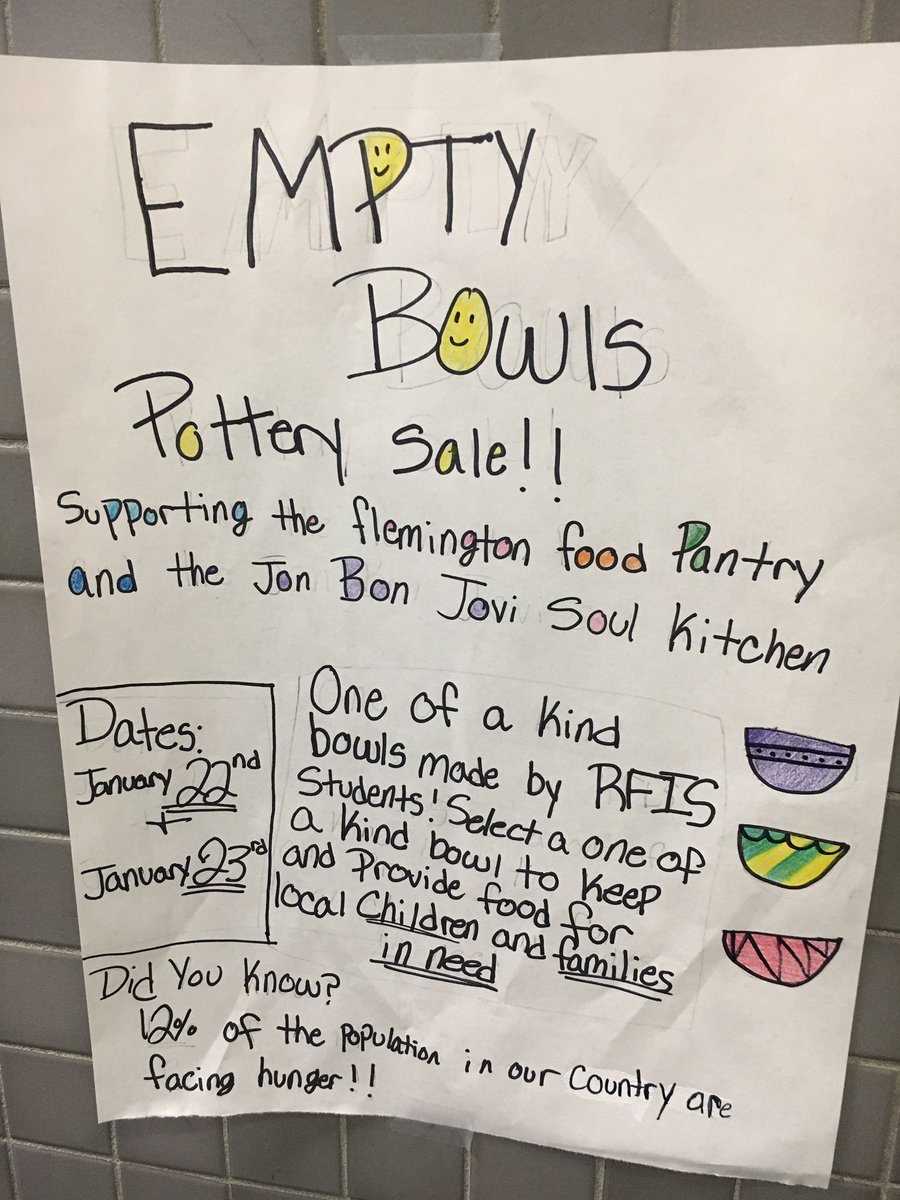 RFIShuskies's tweet photo. Our Empty Bowls sale was a huge success, and that’s only after the first night of concerts! All proceeds benefit the @JBJSoulFound and the Flemington Food Pantry! Every bowl feeds a soul! #frsd #RFISpride @FlemRarSchools https://t.co/hHUkv36M6A