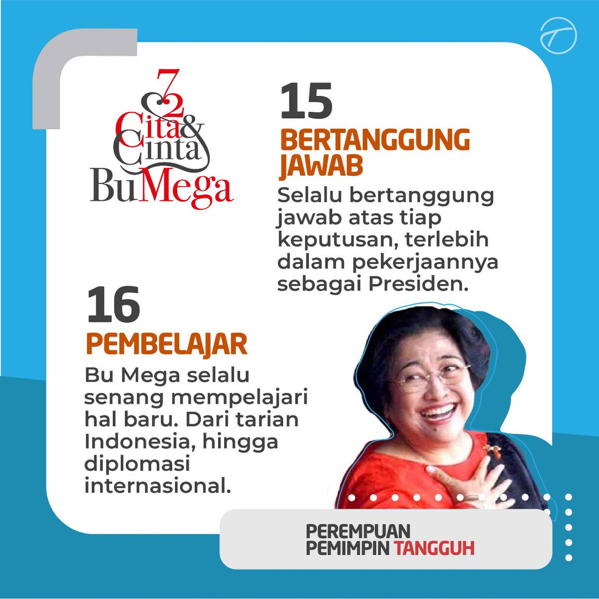 Bertanggungjawab dan Senang Belajar
#72CitaCintaBuMega
