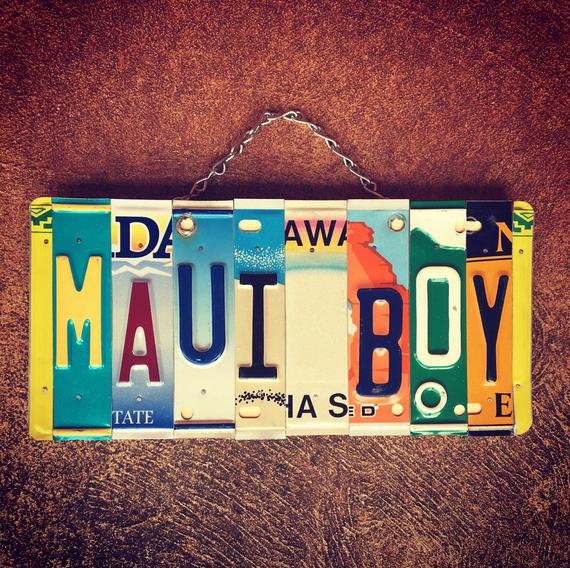 Maui Boy. License Plate Art. Beach decor. Boys Room Decor. Nautical decor. Travel Decor. Maui. Beach Sign. #TravelDecor #BeachSign 
$56.00
➤ goo.gl/KGYu1T