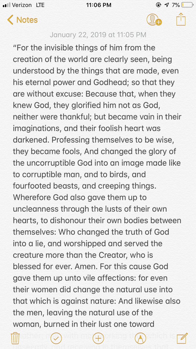 ScriptThoughts's tweet photo. Romans 1:20-32 
All I am saying is God foretold us of the beliefs,life styles and choices that people would/are making when people are given to their own desires! https://t.co/Wrtdzq6Nzj