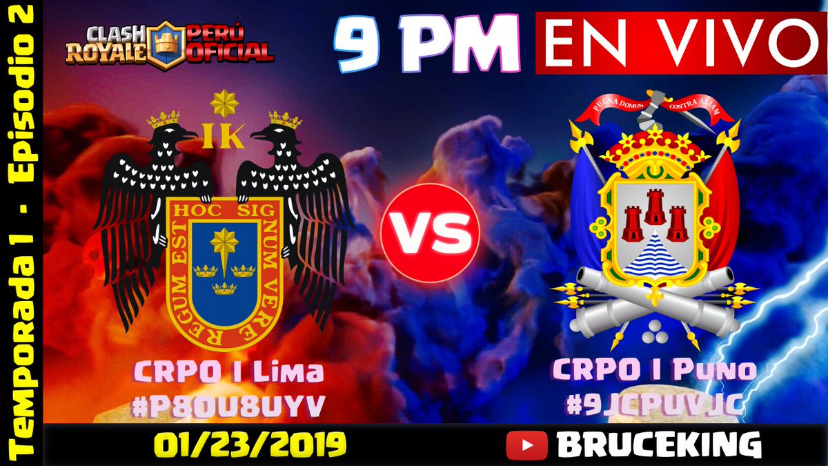🏆 CRPO COPA NACIONAL #1
📆 Hoy, Miércoles 01/23/19 🕧 9PM🇵🇪 
⚔️ CRPO l Lima 🆚 CRPO l Puno 
🗒️ Temporada 1 - Episodio 2
🎥 Youtube: Activa la campanita para que te avise 😎 youtube.com/c/BRUCEKING
