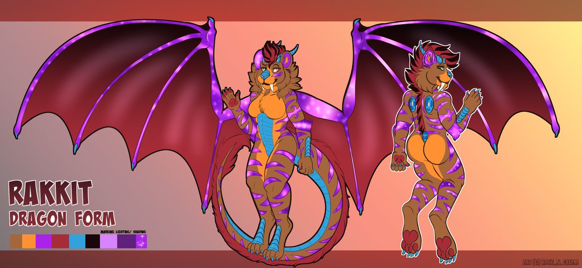 RekitRakkit's tweet photo. The pin is going to have all my sonas now! My main is Rakkit, the caracal dragon saber. A natural empath, her markings change color and vary depending on her emotions. She has limited fire abilities and can size shift, from the size of a large house cat or as tall as ~30 feet. https://t.co/ZTXFqeHDZg