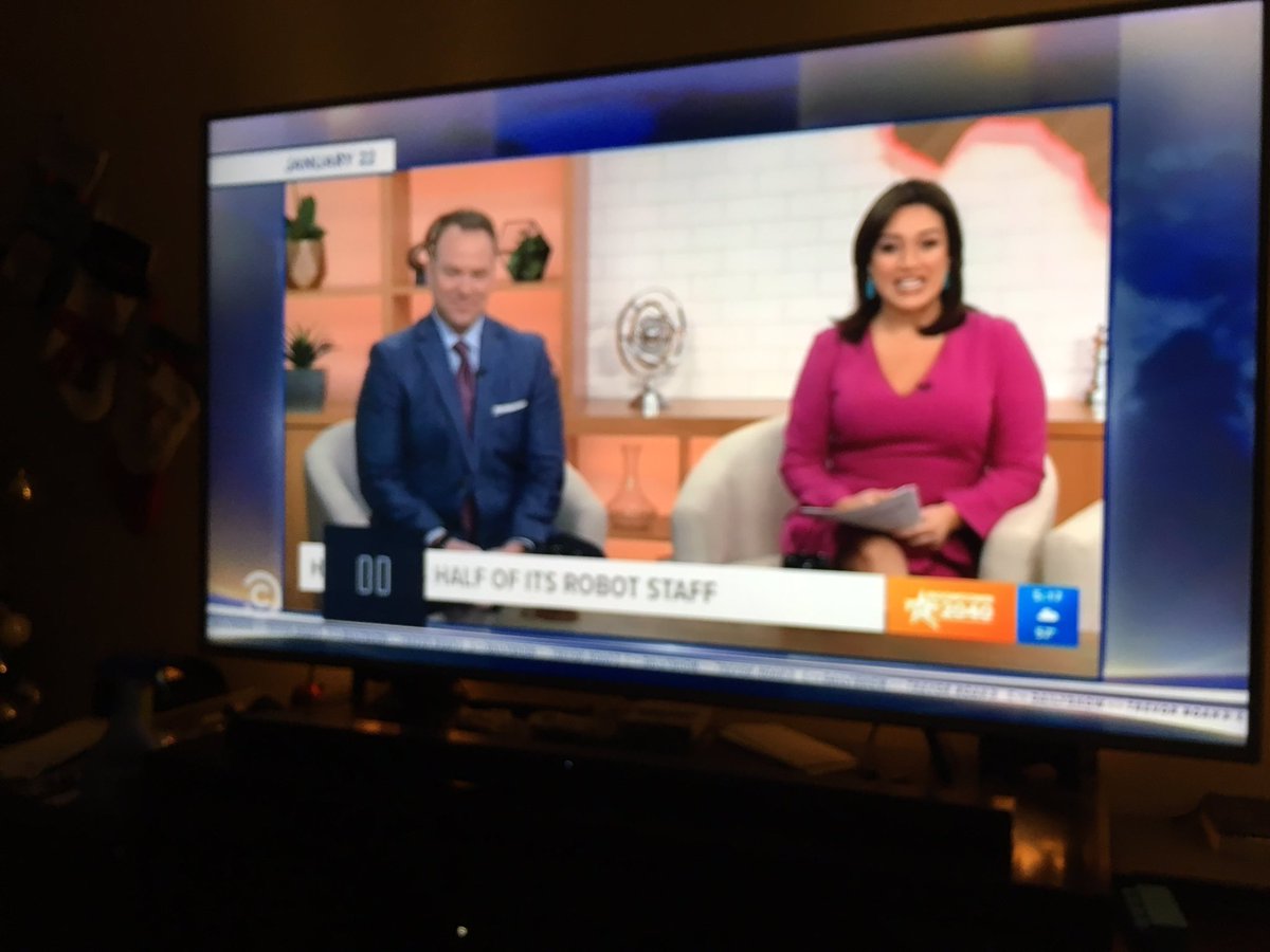 JeffStensland's tweet photo. Tonight’s featured Austin anchors on @TheDailyShow: @BryanM_KVUE and @YvonneN_KVUE. Someone has us all on constant DVR up in NYC. #RobotLayoffs https://t.co/lmQQU5ih2S