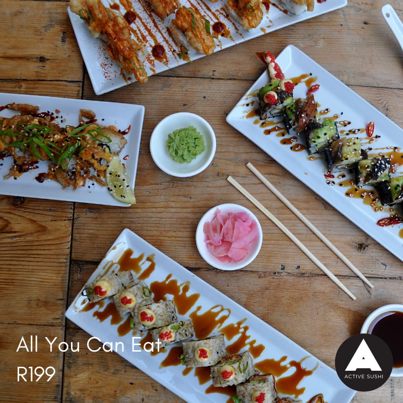 ActiveSushi's tweet photo. Visit Active Sushi for our All You Can Eat (AYCE) offer 🍣😍

Monday - Friday: 17:30 - 10:00pm,
Saturday &amp; Sunday - ALL DAY 🙌
T's &amp; C's Apply.

📍32 Hudson Street, De Waterkant, Cape Town.

#ActiveSushi #AYCE #BestSushi #SushiBuffet#eatasmuchasyoulike #allyoucaneat https://t.co/9XuI9PqgT3