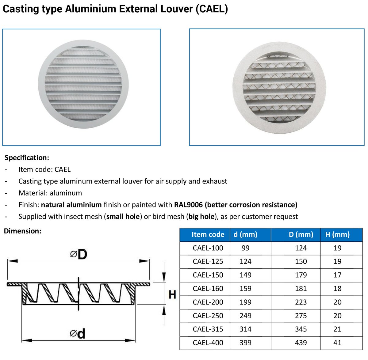 YuyaoFactory's tweet photo. Casting type #ExternalAluminiumlouver for #ventilation air supply and exhaust out of the wall.Of our two types of #ExteriorAluminumLouvers, the one with big hole(#birdmesh) are more popular.
Welcome to contact us for more details. https://t.co/9A8eIINLdi https://t.co/ThggiraKs4