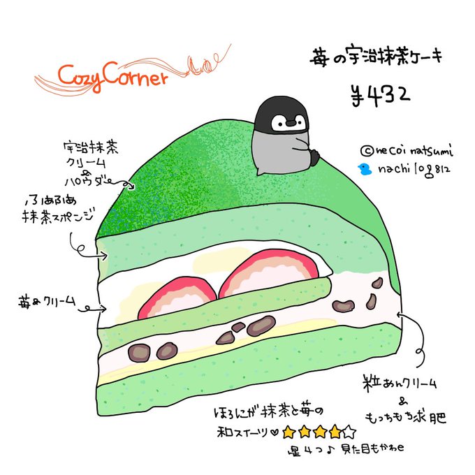 苺の宇治抹茶ケーキのtwitterイラスト検索結果