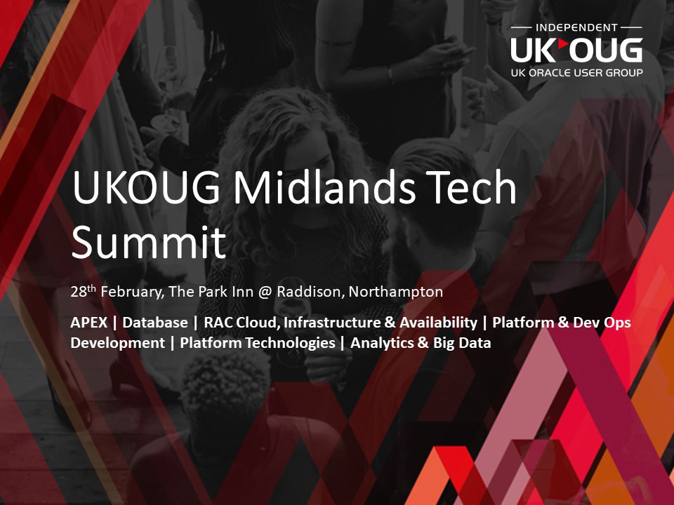 UKOUG's tweet image. We&apos;re delighted to announce @chrisrsaxon @jdbarwell @PhilAtCapgemini &amp;amp; @markrittman as some of our Midlands Tech Summit speakers. Share a teaser of your sessions and tag those who&apos;ll benefit attending. It&apos;s time to #PASSTHEKNOWLEDGE