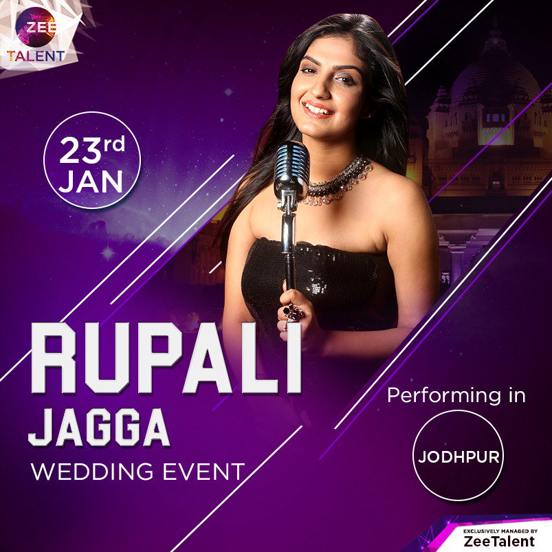 The very talented <a href="/RupaliJagga/">Rupali Jagga</a> is performing in Jodhpur today at a wedding event.