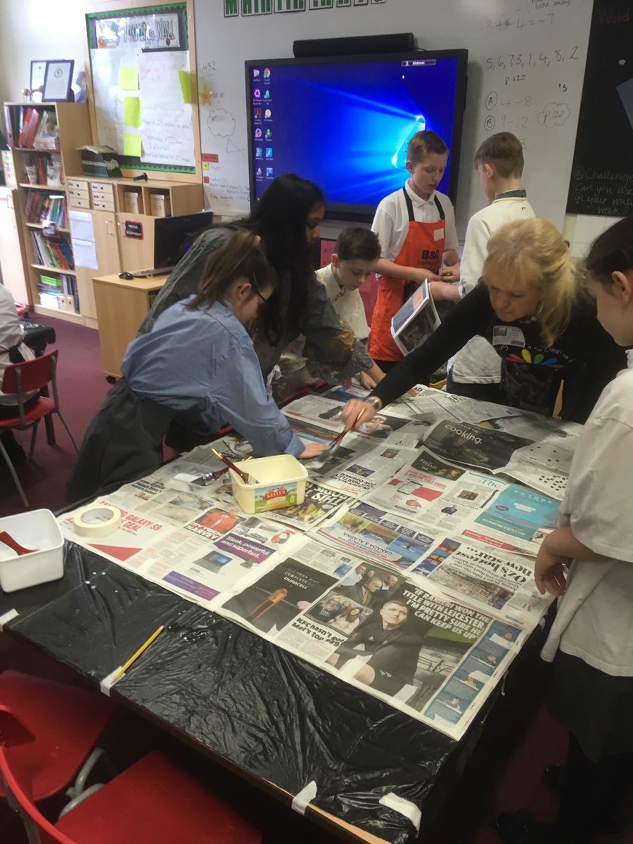 agjsschool's tweet photo. Laurel and Cherry are hard at work creating their Van Gogh masterpiece ‘Sunflowers’! #watchthisspace #vangogh #agjsart #teamwork https://t.co/EeT2Oh51d1