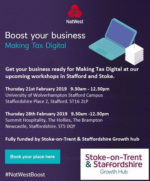 Make sure you know what to do on April 1st at my free Making Tax Digital #MTD seminars in #Stafford and #Stoke. Links to book are in the comments